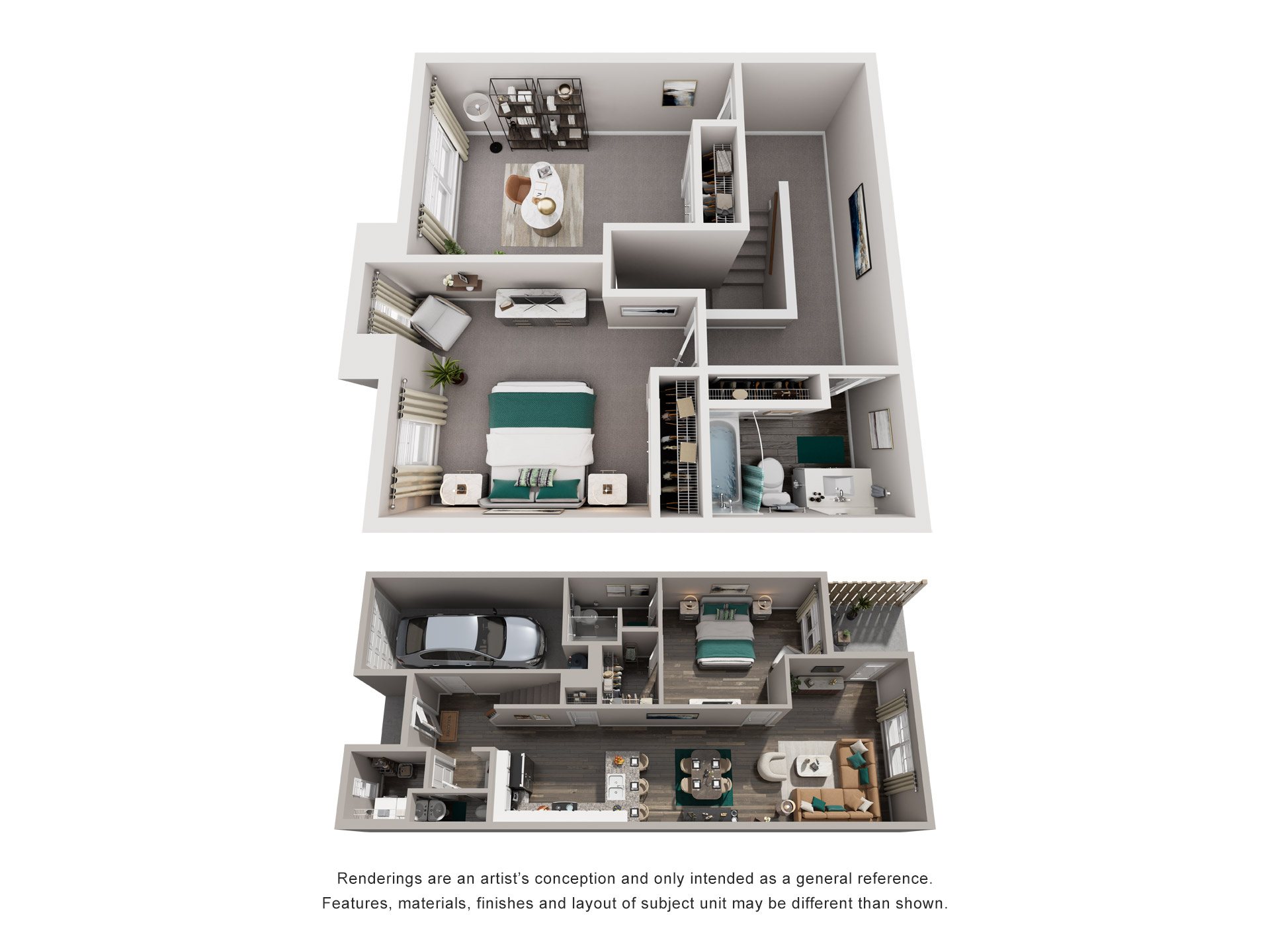 Floor plan for 3 beds, 2.5 baths, 1528 sqft